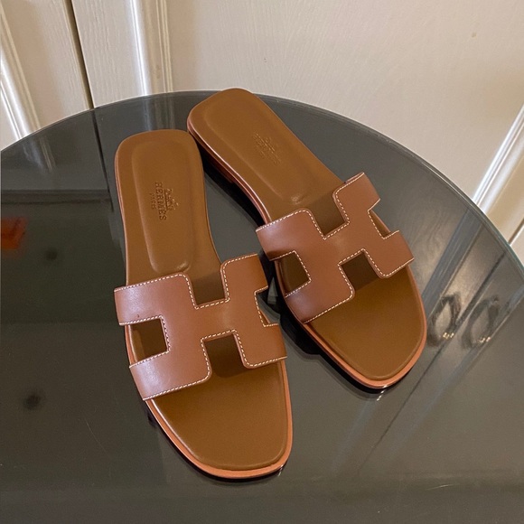 Hermes Brown Sandals - Picture 1 of 8